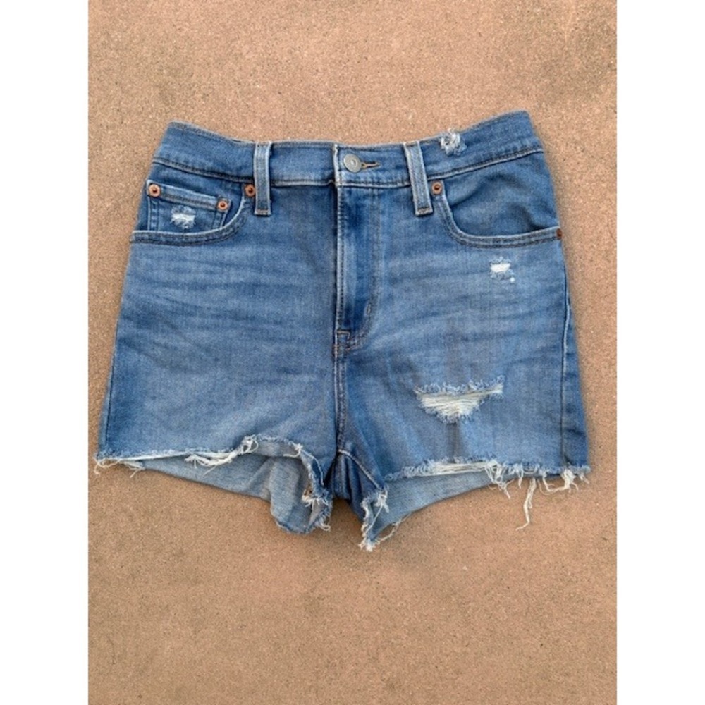 Levi's Denim Shorts Distressed Raw Hem Casual Blue Size 26 - Picture 1 of 6